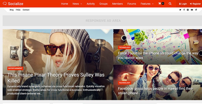 Socialize BuddyPress Theme