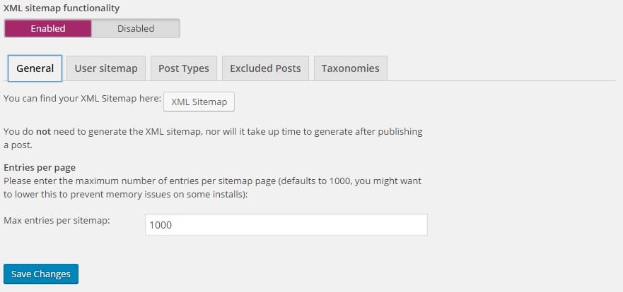 Yoast SEO - XML Sitemaps Options