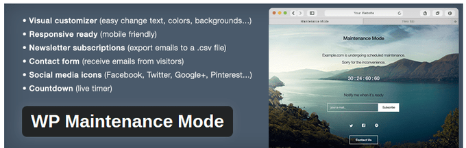 WP Maintenance mode plugin