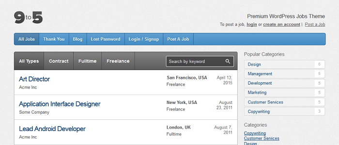 Nine to Five - Premium WordPress Jobs Theme