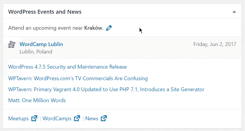 News and Events Widget for WordPress 4.8