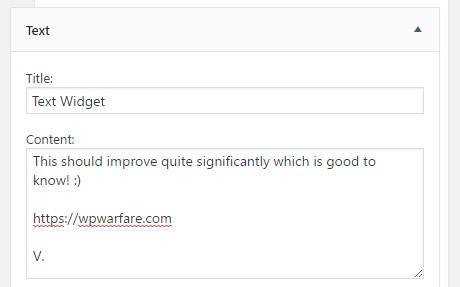 WordPress 4.8 Text Widget 