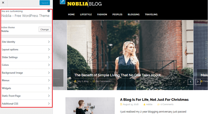 Noblia - WordPress Live Theme Customizer