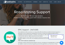 Screenshot of RoseHosting website