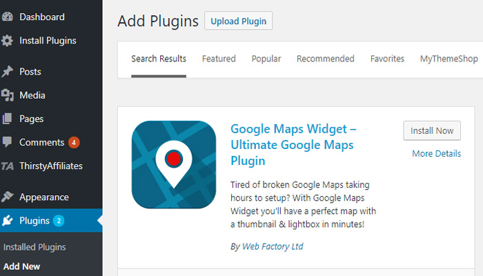 Install Google Maps Widget