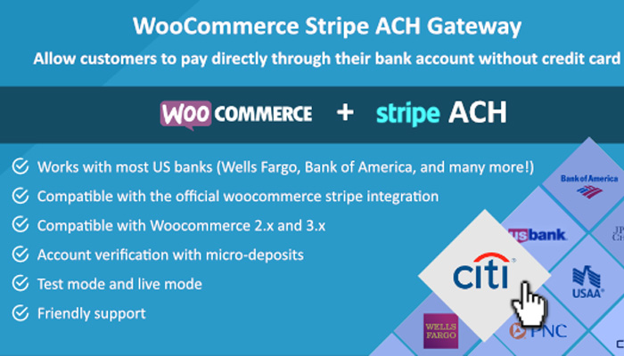 Woocommerce Stripe ACH Gateway 