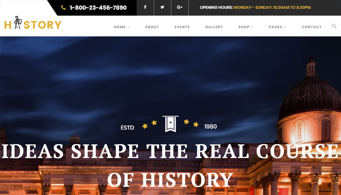 Archeology Museum Website WordPress Template