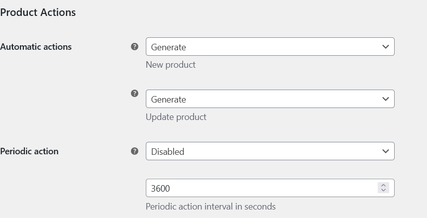 product actions